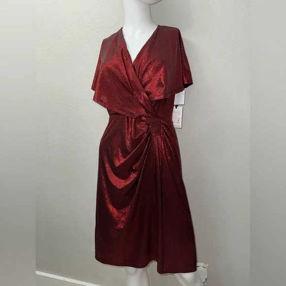 Kensies Women's Flutter-Sleeve Wrap Dress - Picture 3 of 4